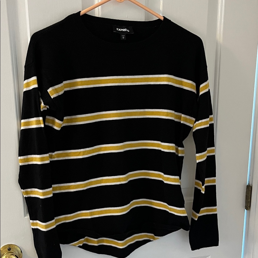 Express Black and Gold Striped Sweatshirt. Size XS